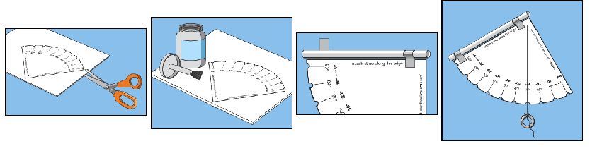 passo a passo do astrolabio sendo recortado, colados o peso e o tubo