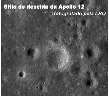lugar de pouso da apollo 12 fotografada pela lro