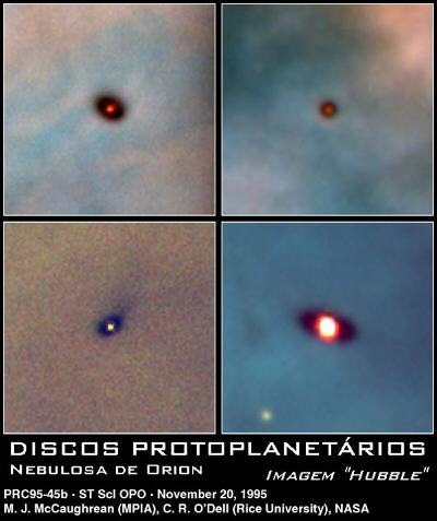 discos protoplanetarios na nebulosa de orion tirado pelo hubble