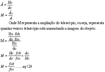 deduçao pra ampliaçao da imagem no telescopio