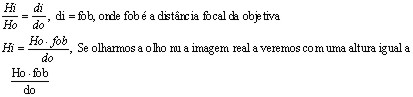 deduçao pro tamanho da imagems na objetiva