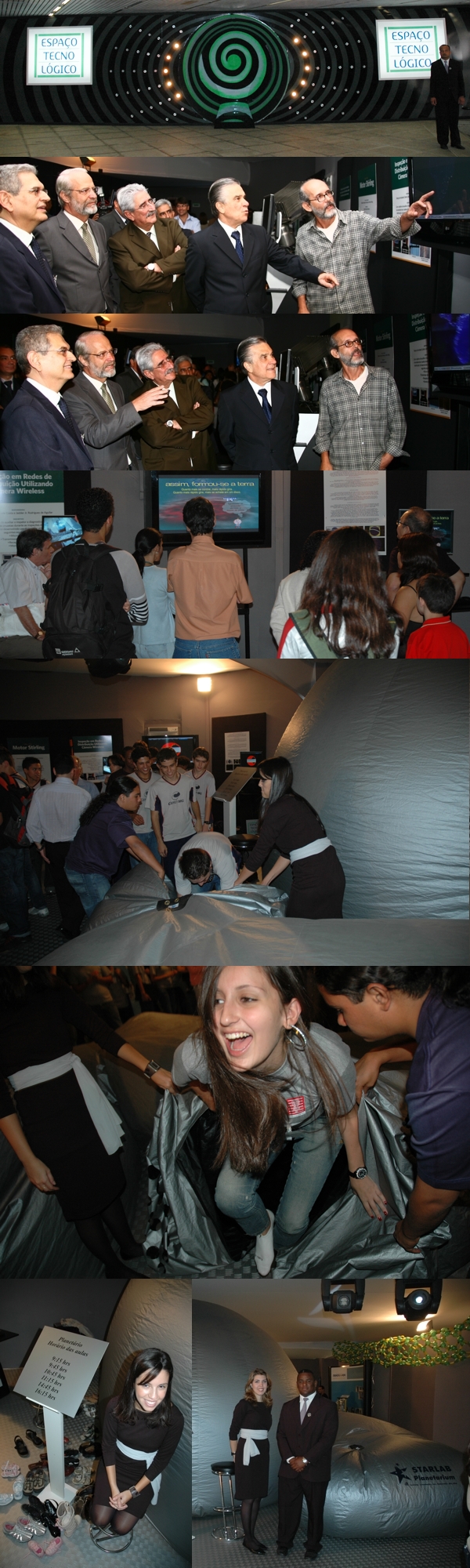 Julho/08 - Frei Rosário na Feira de Ciência e Tecnologia da Cemig - Autores Diversos

        De 2 a 7 de junho passado participamos do 'Espaço Tecno-Lógico': Feira de Ciência e Tecnologia promovida pela Cemig.
        
        Na seqüência de fotos vemos a entrada da Feira; o Prof. Renato Las Casas falando de astronomia para o Presidente da Cemig, Djalma Bastos de Morais e demais autoridades presentes à abertura do evento; o público assistindo a uma apresentação sobre a formação do Sistema Solar; o público entrando e saindo de nosso planetário onde tiveram uma introdução ao reconhecimento de estrelas e constelações; e parte do pessoal responsável pela excelente infra-estrutura que foi colocada à nossa disposição. 
        
         
        
        