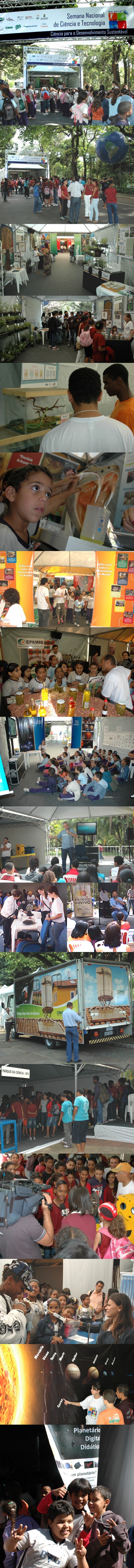 VII Semana Nacional de C&T em Belo Horizonte - Autores diversos
        A VII Semana Nacional de Ciência e Tecnologia aconteceu do dia 18 ao dia 24 de outubro passado. O Frei Rosário participou do 'Ciência no Parque', realizado no Parque Municipal de Belo Horizonte, promovido pelo Ministério de Ciência e Tecnologia; coordenado pelos Profs. Renato Las Casas (UFMG) e Sergio Filgueiras (CDTN) e produzido pela APC Comunicação.