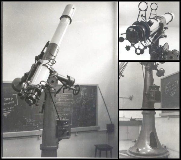 Janeiro/09 - O 'Telescópio do Museu' - (autor desconhecido)

        Imagens do telescópio (refrator 150mm f/15; marca Carl Zeiss) que será reinaugurado no Museu de História Natural e Jardim Botânico da UFMG no dia 23 de janeiro. Fotos feitas na década de 50, quando o telescópio se encontrava na Escola de Engenharia da UFMG.
        
         
        