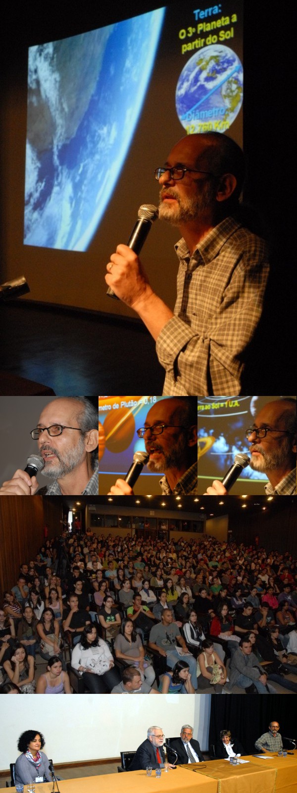 Setembro/09 - Aula Inaugural - Foca Lisboa - Fotógrafo CEDECOM/UFMG

        No dia 17 passado, o Prof. Renato Las Casas, coordenador de nosso grupo,
        ministrou a aula inaugural da UFMG para o segundo semestre de 2009.
        A mesa da solenidade foi formada pelos professores Ronaldo Pena (Reitor);
        Heloisa Starling (Vice-Reitora); Mauro Braga (Pró-Reitor de Graduação);
        Izabela Pordeus (Pró-Reitora de Pós-Graduação) e Renato Las Casas.
        Durante quase duas horas, o Prof. Renato falou sobre o “Ano Internacional da
        Astronomia” e sobre “A Estrutura do Universo” para uma platéia atenta,
        formada principalmente por “calouros” de nossa Universidade. Seguindo a
        tradição, essa solenidade foi realizada no “auditório da reitoria”, mas,
        pela primeira vez, com transmissão simultânea para outros auditórios da
        UFMG, além de transmissão pela TV UFMG.
        