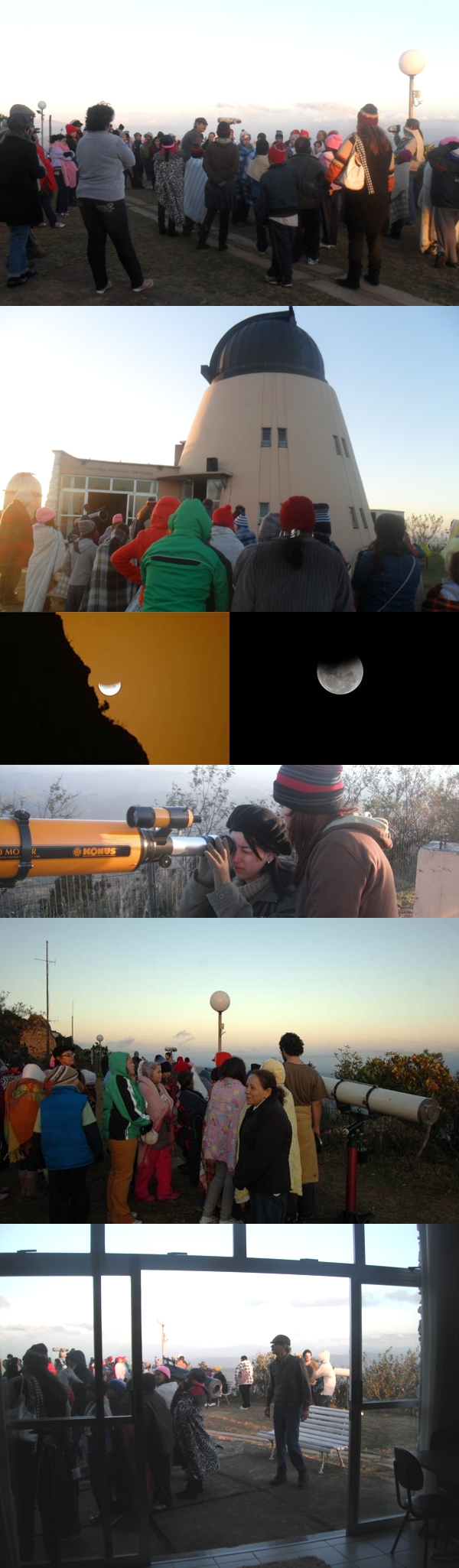 Junho/11 - Eclipse Lunar  - Diversos Autores

 
        Mais um show da natureza! Novamente ver a Lua nascer eclipsada foi lindo! As centenas de pessoas que foram  ao “Frei Rosário”, além de observar o eclipse, puderam participar de aulas multimídia; laboratório interativo; observações da Lua; Saturno; etc.