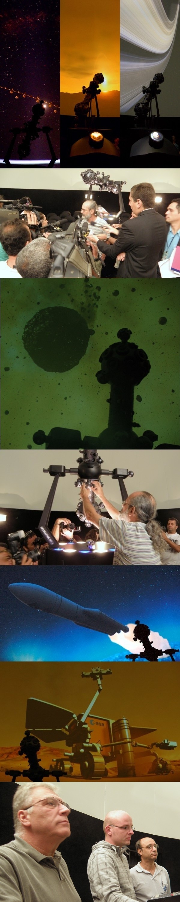 Março/10 - Planetário: Apresentação à imprensa e primeiras projeções - Autores Diversos

        Dia 5 passado, o Planetário de Belo Horizonte foi apresentado à imprensa pelo Prof. Renato Las Casas e os técnicos alemães e brasileiro Klaus Ulrich Noak; Robert Paul Niethe e Mauro José Paglione, que o instalaram. Compareceram ao evento autoridades do Governo do Estado; TIM e UFMG, parceiras no projeto.

        As primeiras imagens projetadas denotam a grande qualidade do equipamento. A “realidade” do céu com mais de 7.000 estrelas; nebulosidades; planetas e Lua é impressionante.