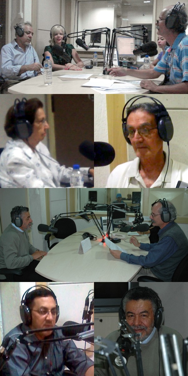 Maio/11 - Universo Fantástico 2  - Sabrina Priscila Alves (monitora OAFR)

 
        O 'Universo Fantástico' já recebeu dezenas de convidados em pouco mais de um ano de existência. São convidados das mais diferentes áreas, que muitas vezes vão ao programa para esclarecer notícias do momento.
  
        Nas fotos, alguns convidados durante o programa: Bismarck Vaz da Costa; Luciana De Carli; Beatriz Alvarenga Álvares; Benedicto Jonas Franco; Tomaz Aroldo da Mota Santos e Ruibran dos Reis. (A Luciana é cantora; todos os demais são professores.)
  
        Não houve qualquer seleção das fotos. Elas foram feitas pela Sabrina (monitora do programa) obedecendo unicamente a circunstâncias de momento.
  
        O programa, “UNIVERSO FANTÁSTICO”, é uma parceria de nosso Grupo com a Rádio Inconfidência AM (ondas médias 880; ondas curtas 6010 ou internet). Ele vai ao ar toda sexta feira, das 21:00 às 21:55h. Nele, assuntos científicos atuais são tratados de forma simples e precisa. E você participa por telefone (ao vivo) ou por e-mail universofantastico@inconfidencia.com.br.